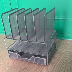 Metal Mesh Desktop File Organizer - Gray